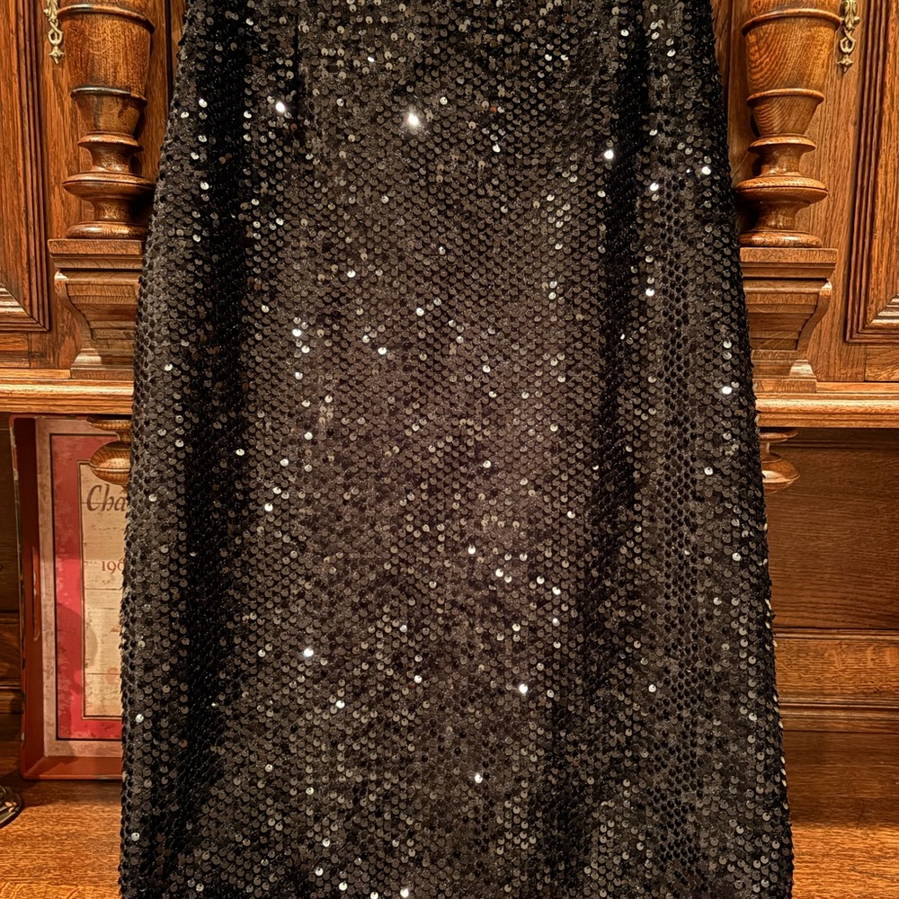 Nine West Black Sequin A-Line Skirt - Picture 6 of 8